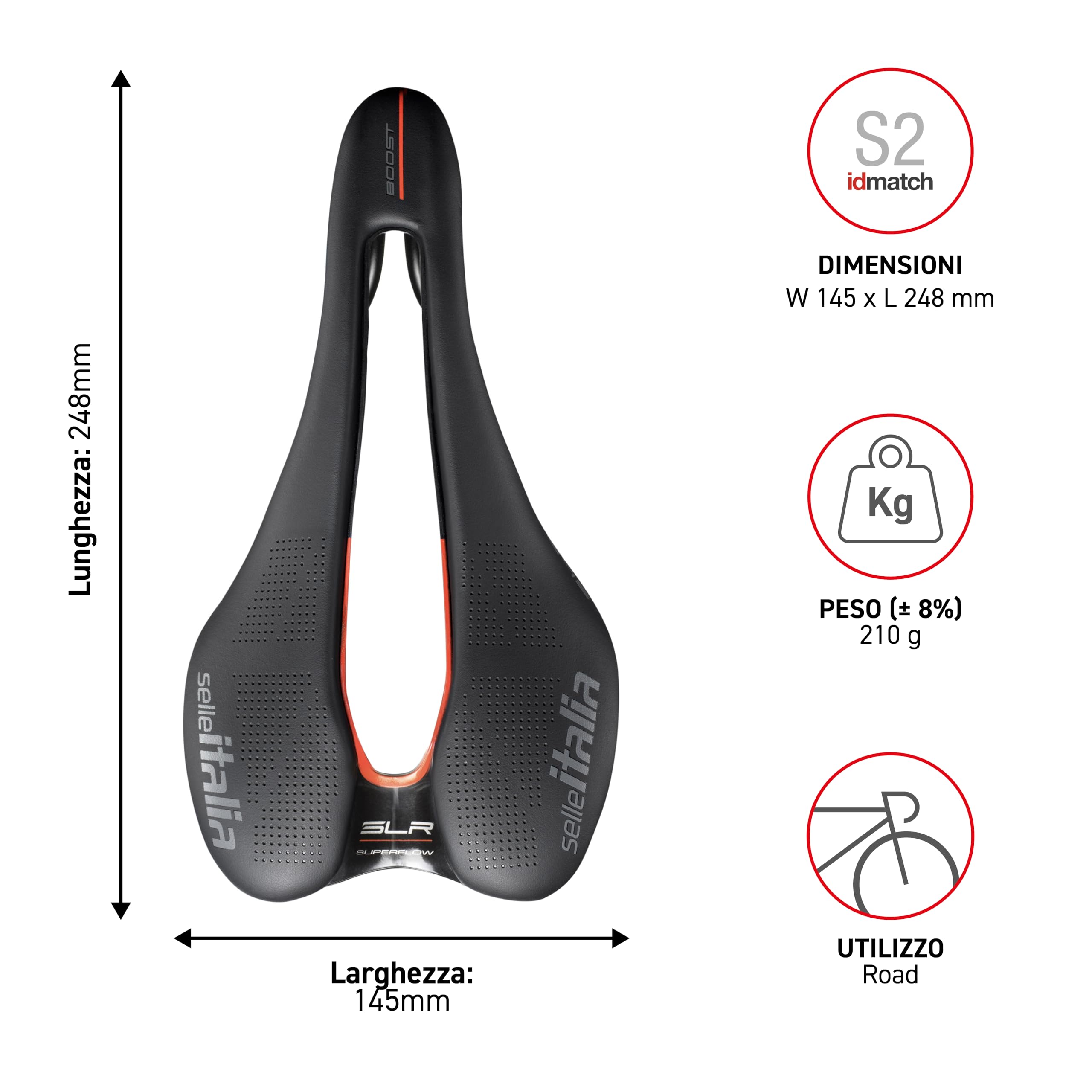 selle-italia-slr-boost-kc-manganese-superflow-l3-nero-rosso image 5