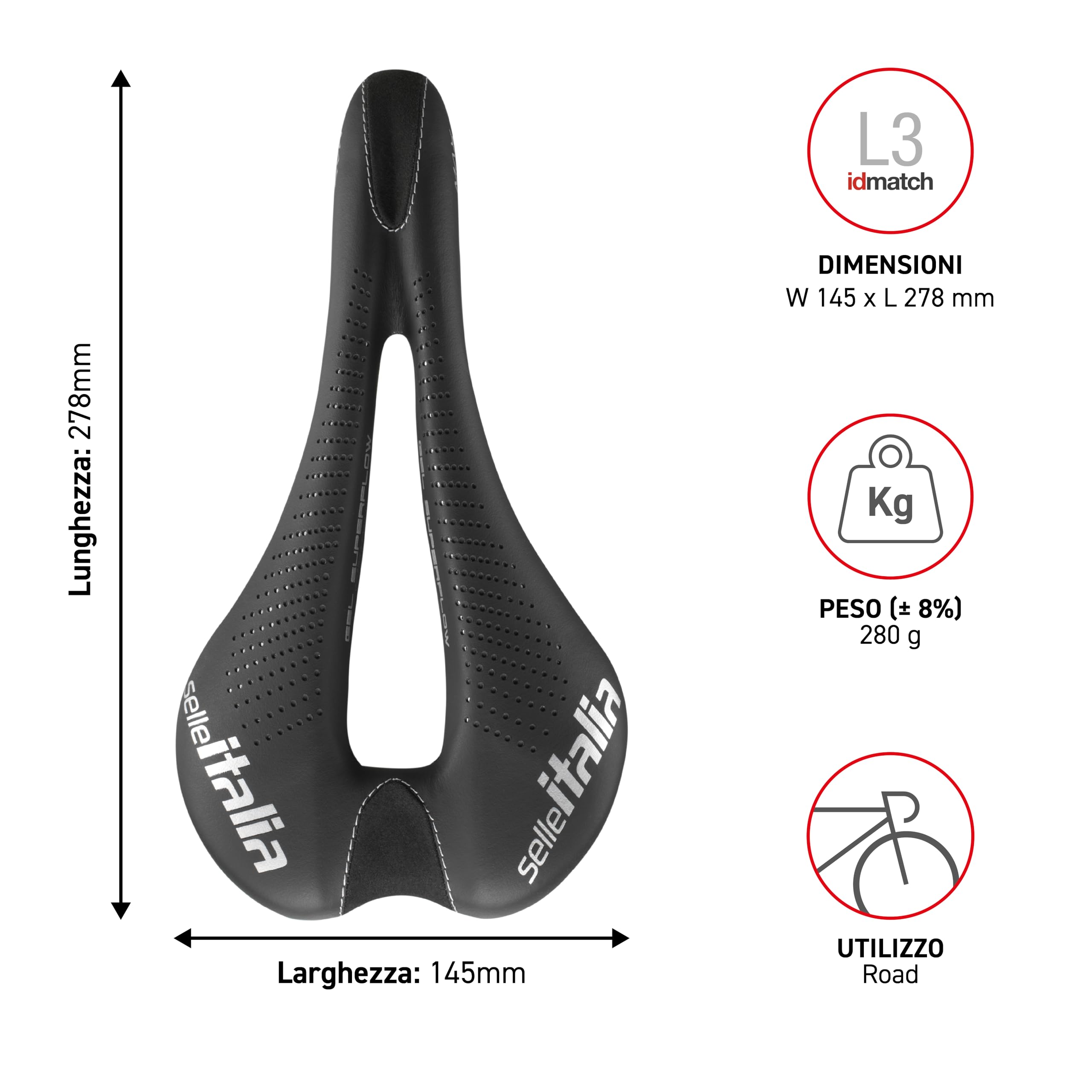 selle-italia-max-slr-gel-superflow-l3-sella-bici-nera-145-mm image 4