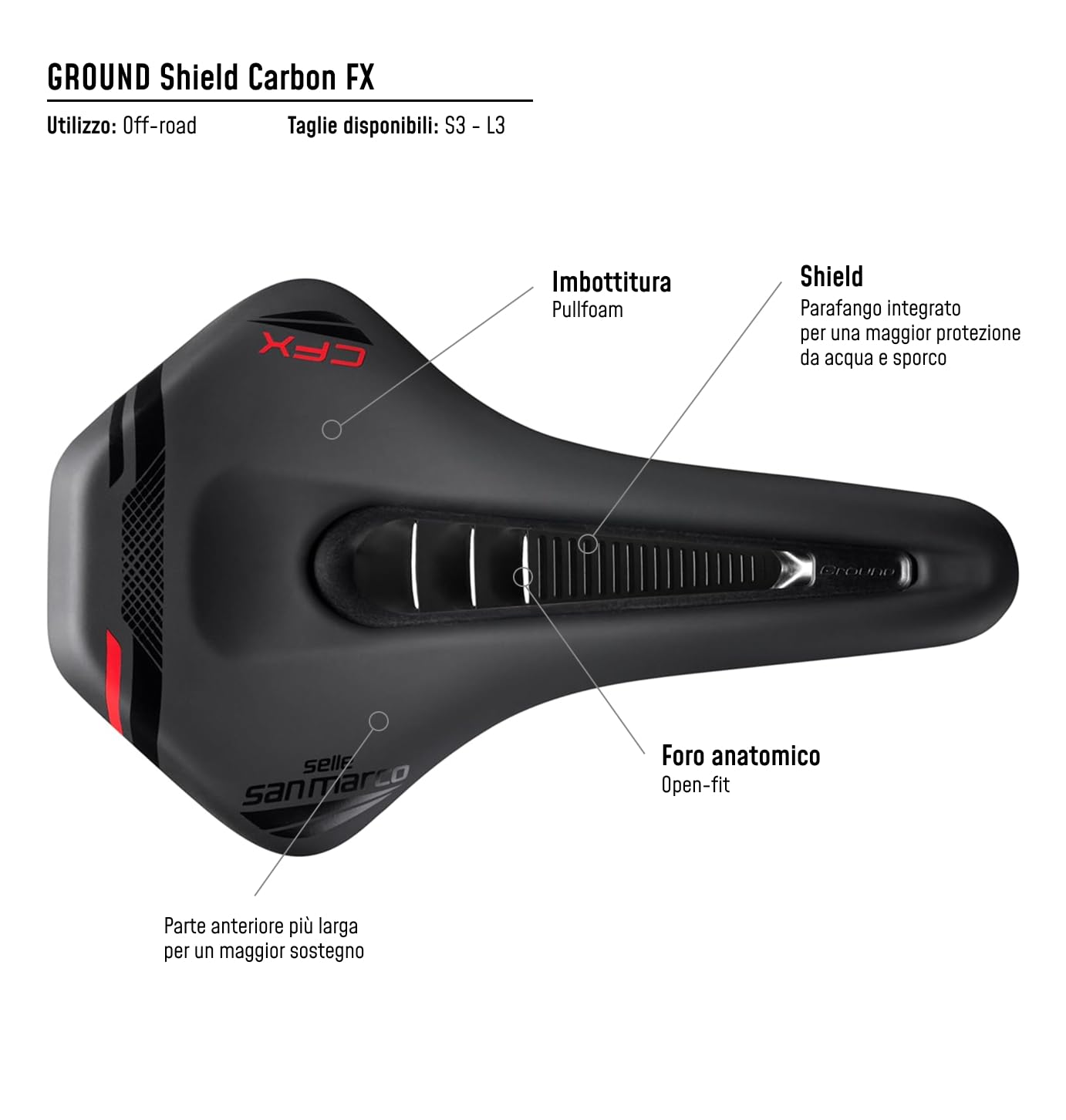 selle-san-marco-ground-shield-carbon-fx-sella-mtb-off-road-open-fit image 6