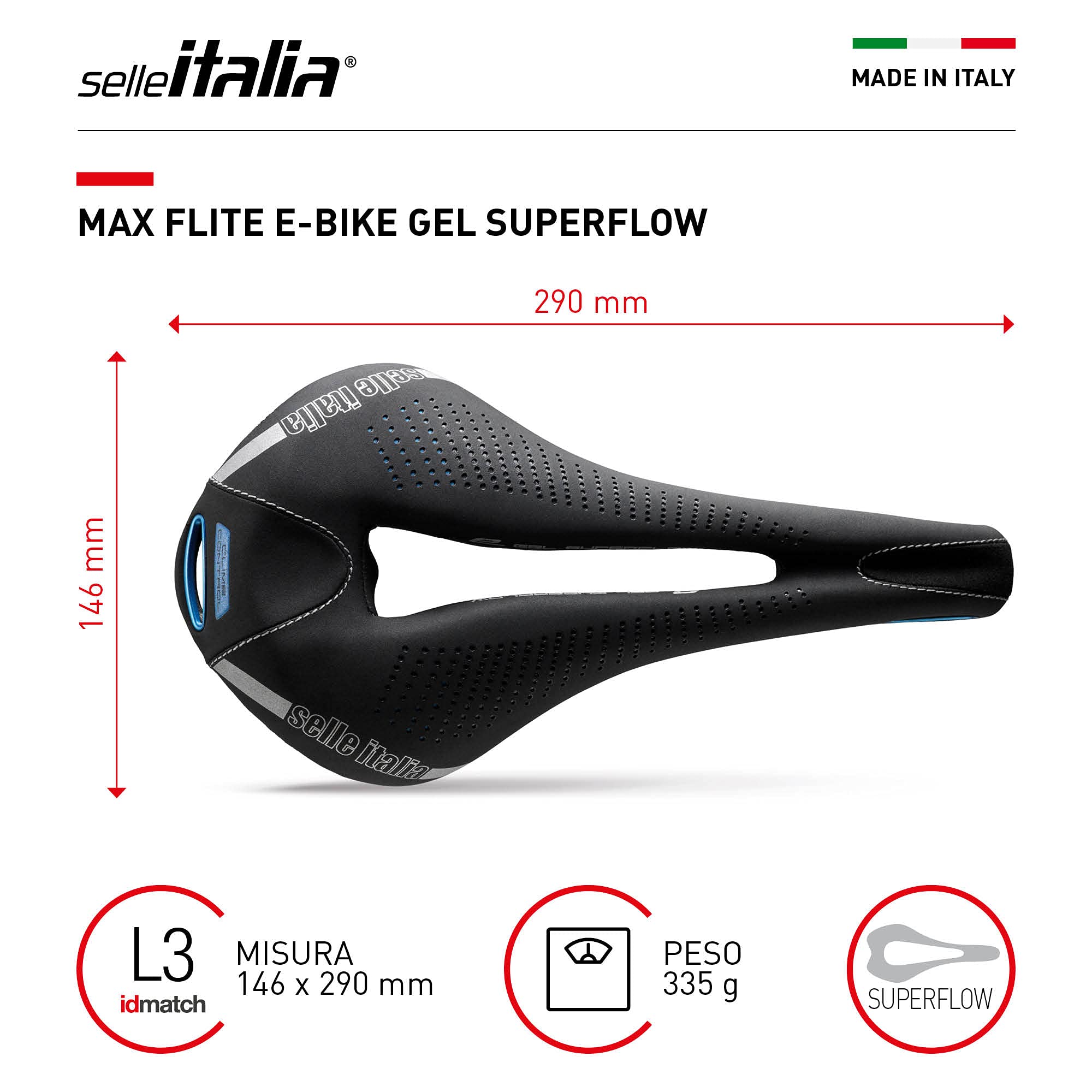 selle-italia-max-flite-e-bike-gel-superflow-ti-316-sella-gran-turismo image 5